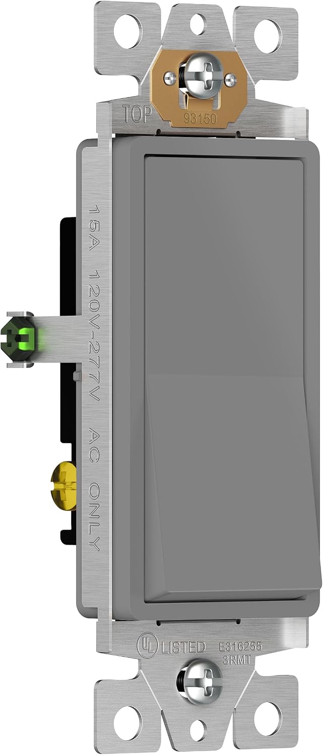 Interruptor luz paleta decorativa 3 vías 15a 120v gris