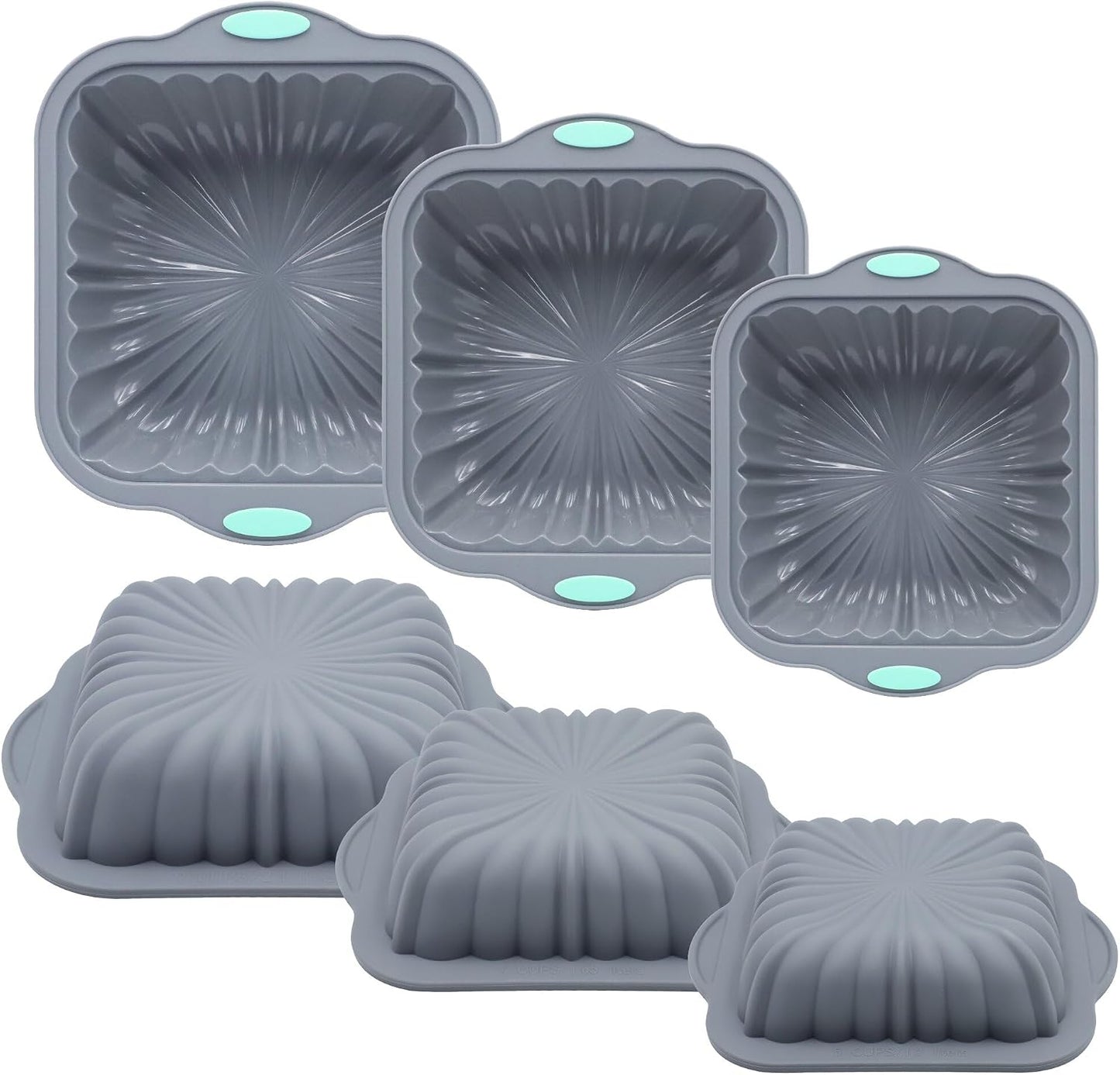 Set 3 Moldes Silicona Cuadrados Antiadherentes para Hornear