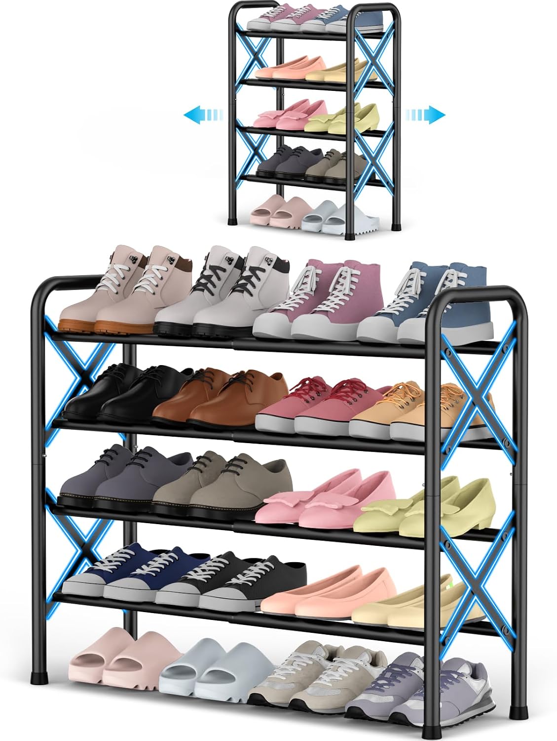 Zapatero metal expandible 4 niveles ajustable entrada