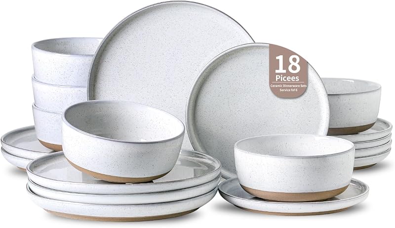 Set 18 Pzas Vajilla Gres Moteado Resiste Rayones