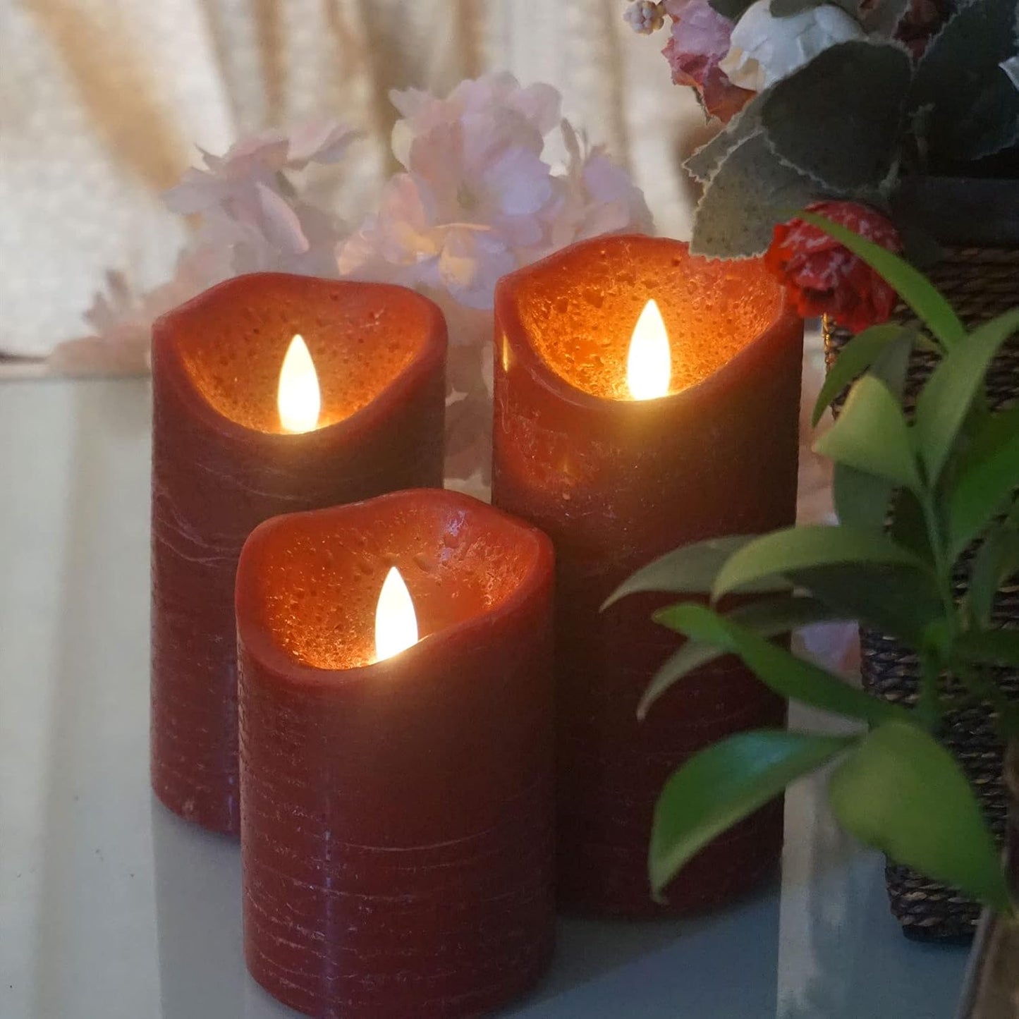 Velas cera real sin llama pilas control remoto LED pack 3