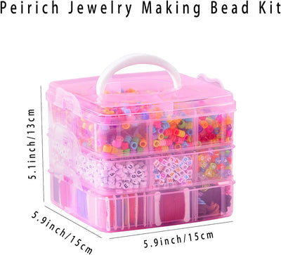 Kit pulseras cuentas 4900+ con hilo 44 colores y caja 3 niveles
