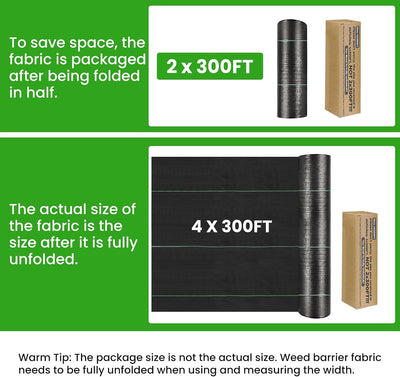 Tela geotextil 4x300pies 3.2oz alta permeabilidad jardín