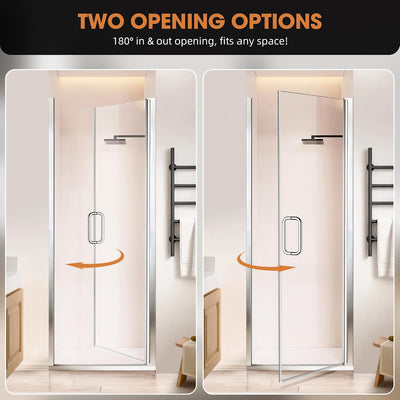 Puerta ducha pivotante 30-31.5pulg x76pulg vidrio templado