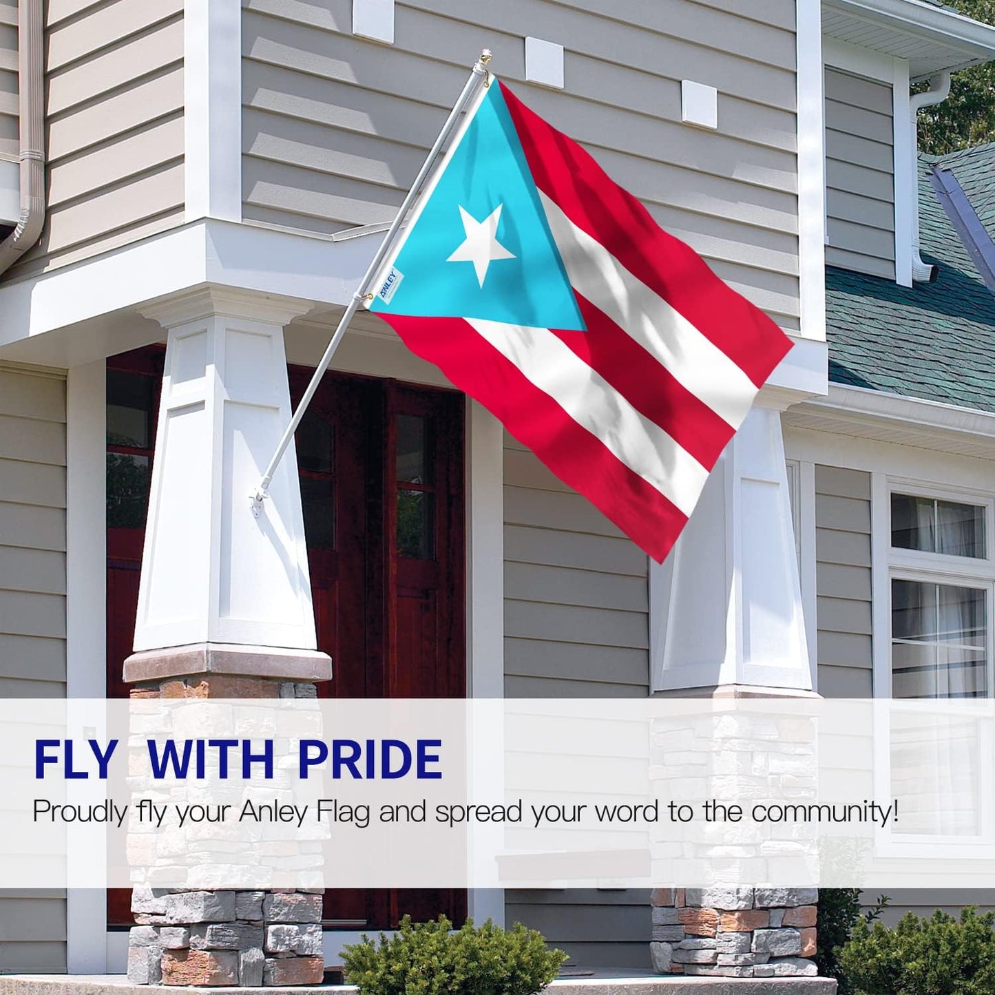 Bandera Puerto Rico azul claro 3x5ft poliéster doble costura