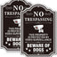 Letreros No Trespassing y Beware de aluminio reflectante