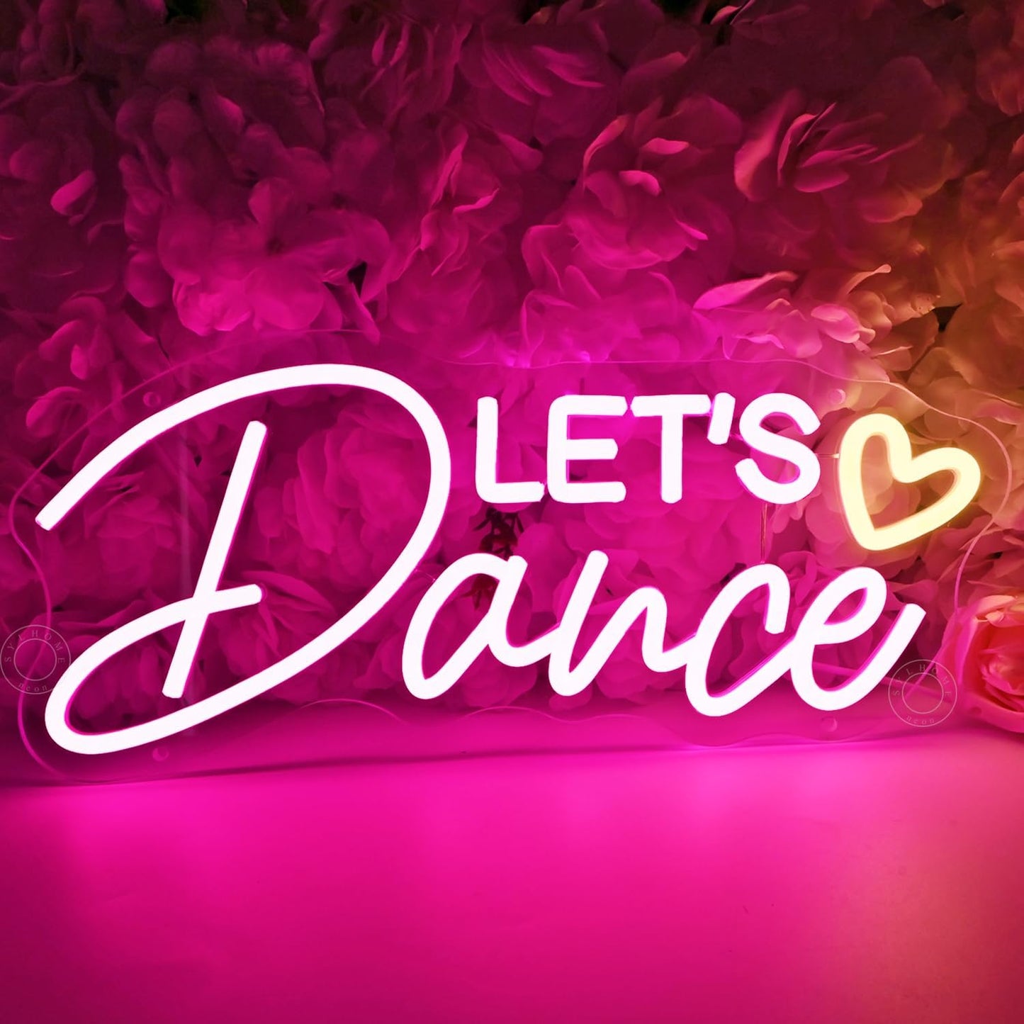 Letrero LED neón Let's Dance corazón decoración pared