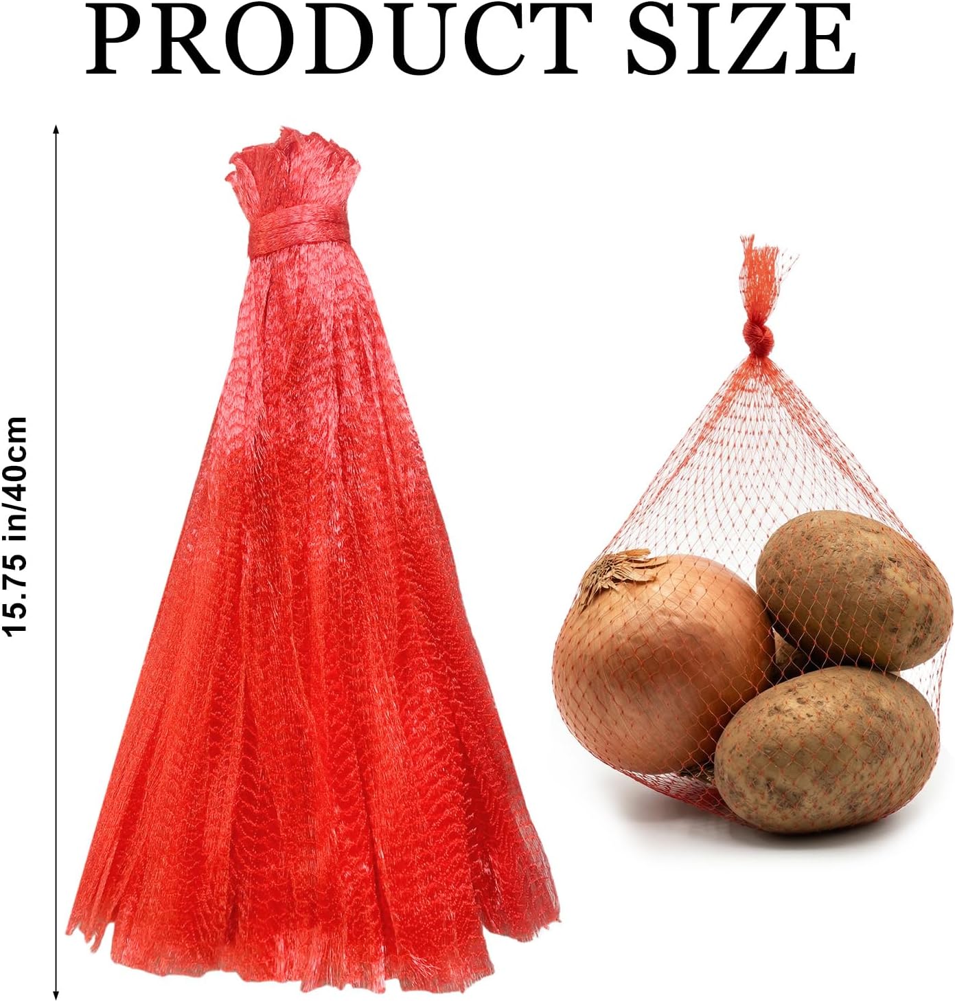 100 bolsas reutilizables de malla roja para alimentos con parte inferior termosellada