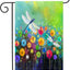 Bandera jardín flores verano libélula 12x18" doble cara