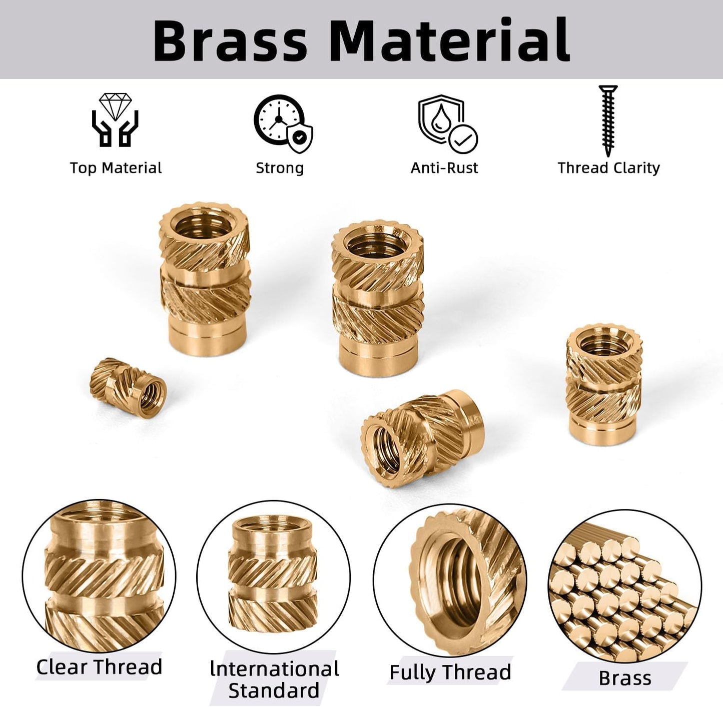 Insertos roscados m3x5mm bronce para impresión 3d