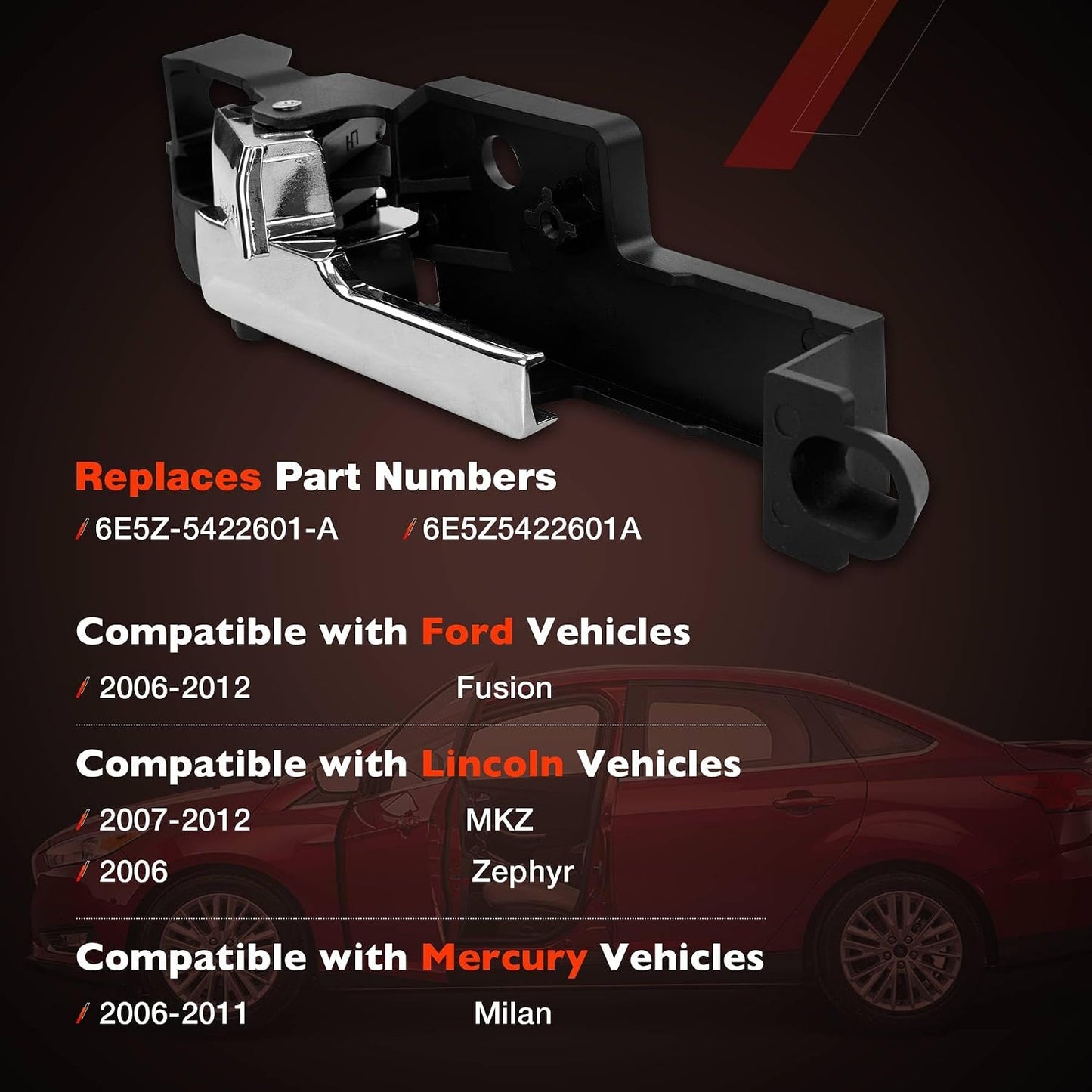 Manijas interiores metal Ford Fusion 06-12 Mercury Milan