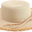 Sombrero paja mujer ala ancha nudo lazo flecos UPF 50