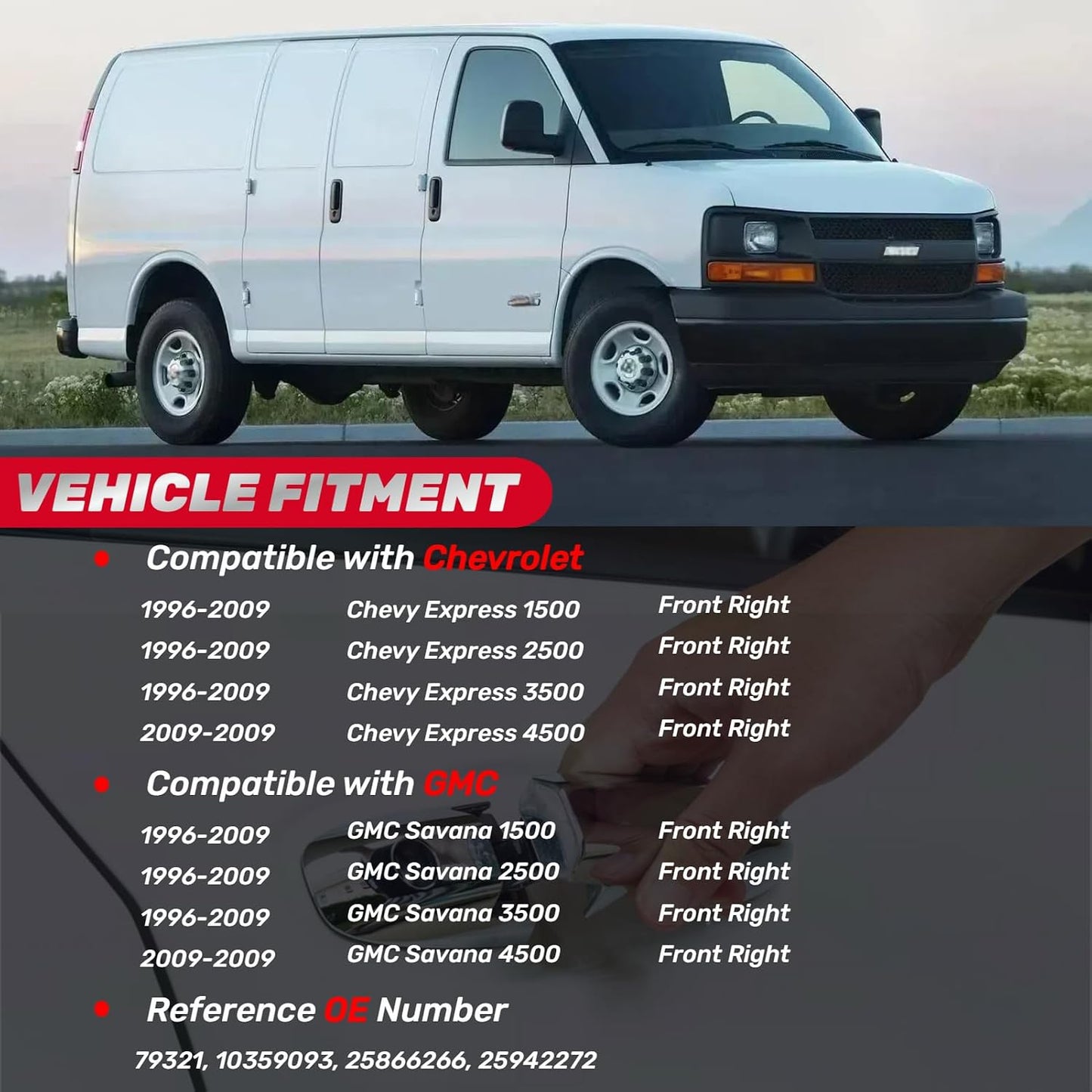 Manija puerta derecha Chevy Express 96-Van negro