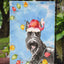 Bandera jardín con luces Navidad terrier escocés multicolor