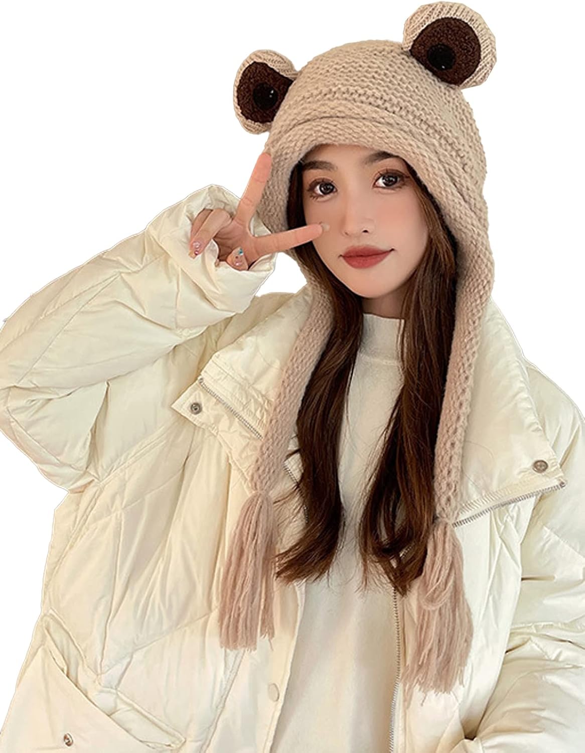 Gorro rana adulto punto ganchillo otoño invierno