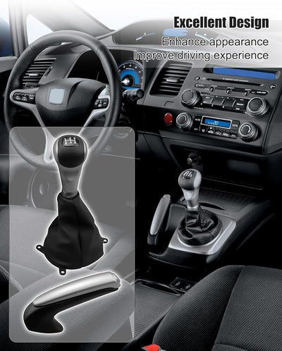 Set perillas cambio manual 5 velocidades cuero Honda Civic