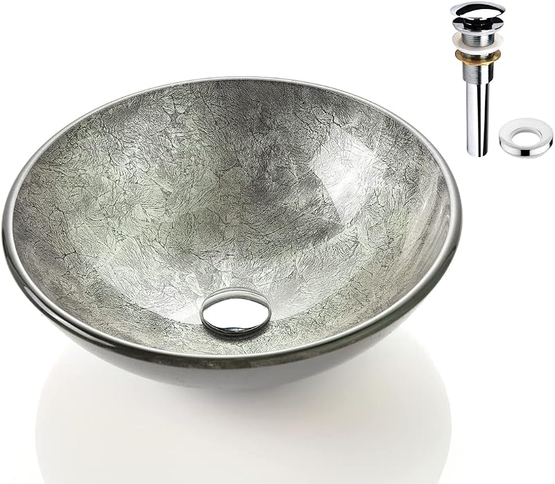 Fregadero redondo vidrio templado decorativo sobre encimera