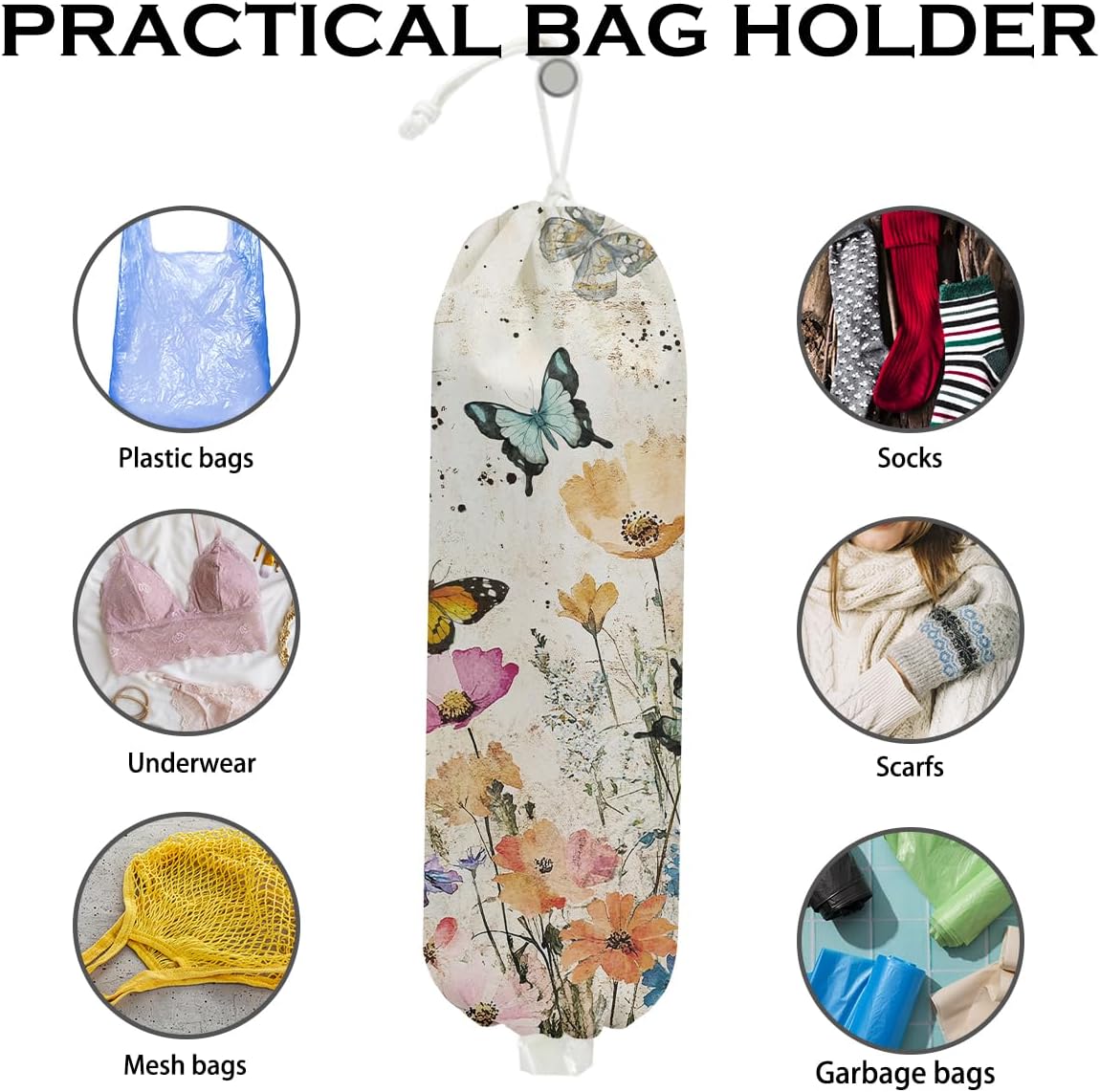 Soporte bolsas plástico floral para pared