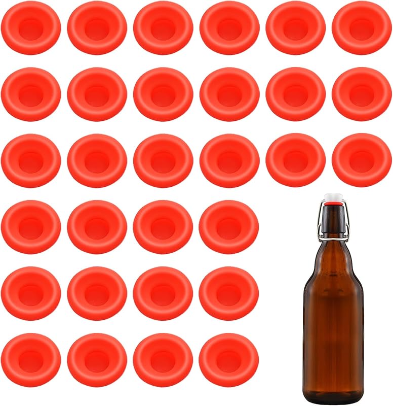 30 Juntas Silicona Botella Abatible Tapa Sellado Rojo