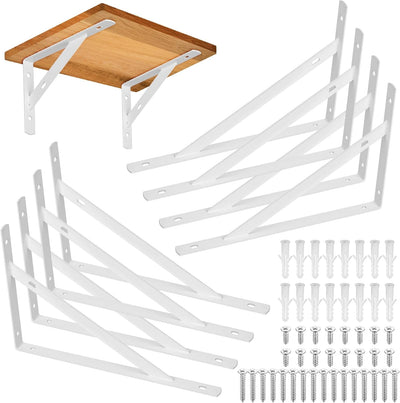 8 Pzas Soportes Estante Metal Flotante 9.84x6.29" Blanco