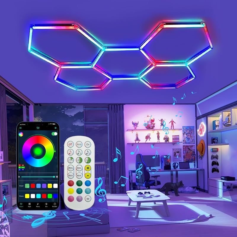 Luces garaje RGB 356 colores app control remoto techo panal