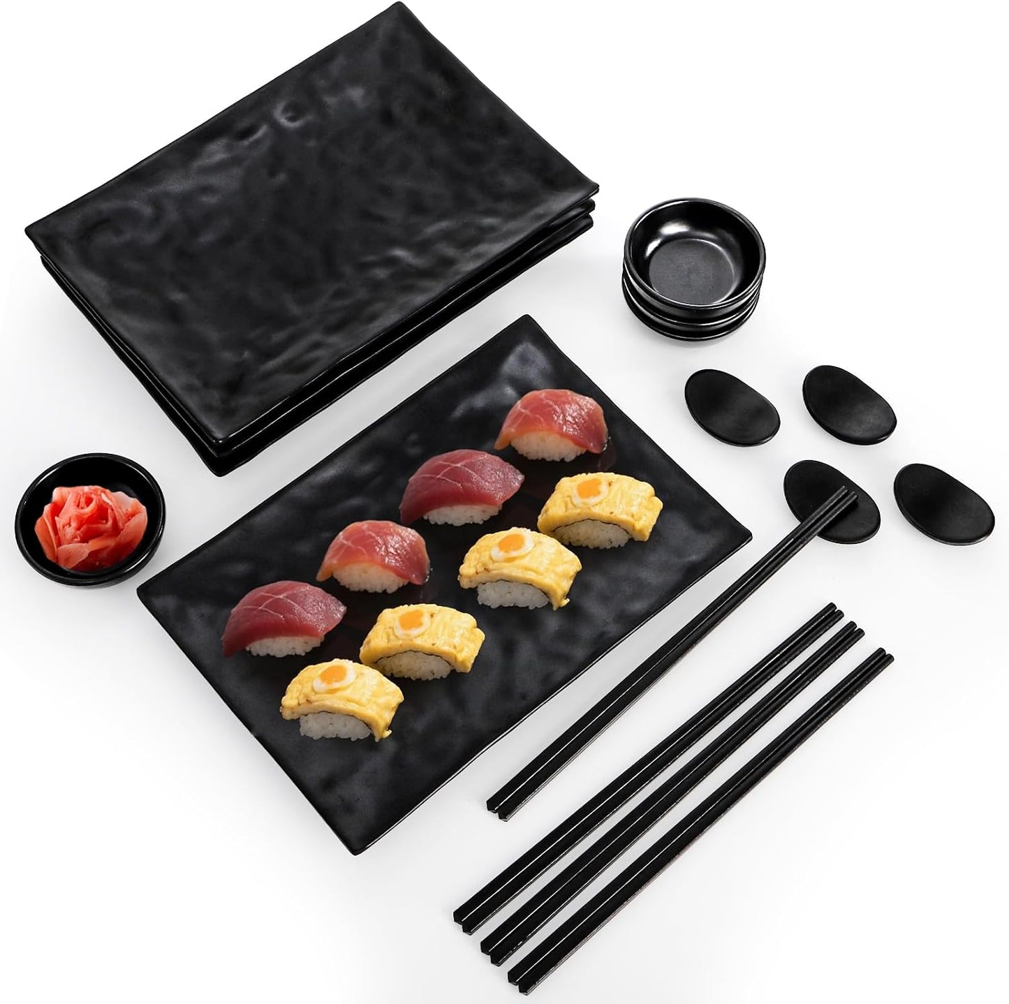Set 16 Pzas Platos Sushi Melamina 4 Bandejas