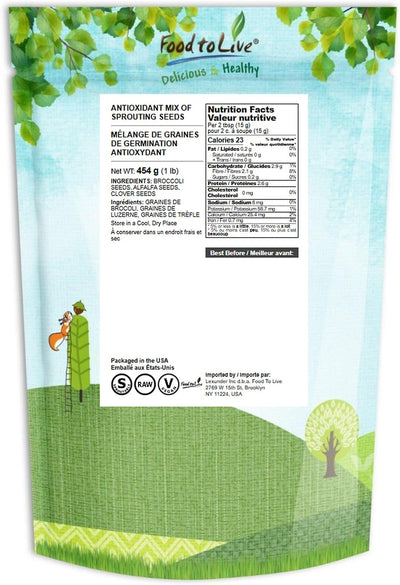 Mezcla antioxidante orgánica de semillas germinables 1lb