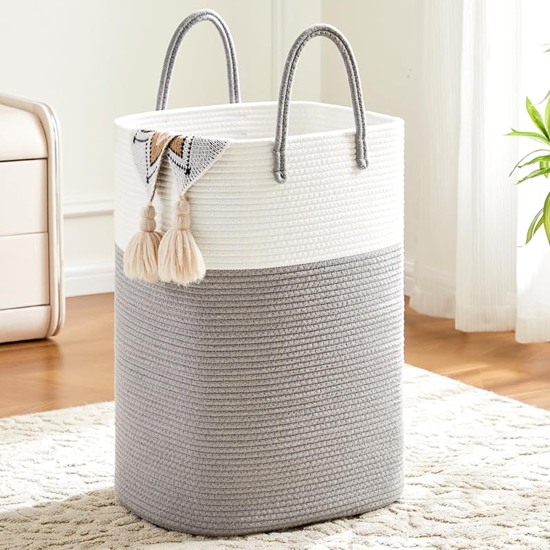 Canasta algodón 40L para ropa sucia bebé y mantas