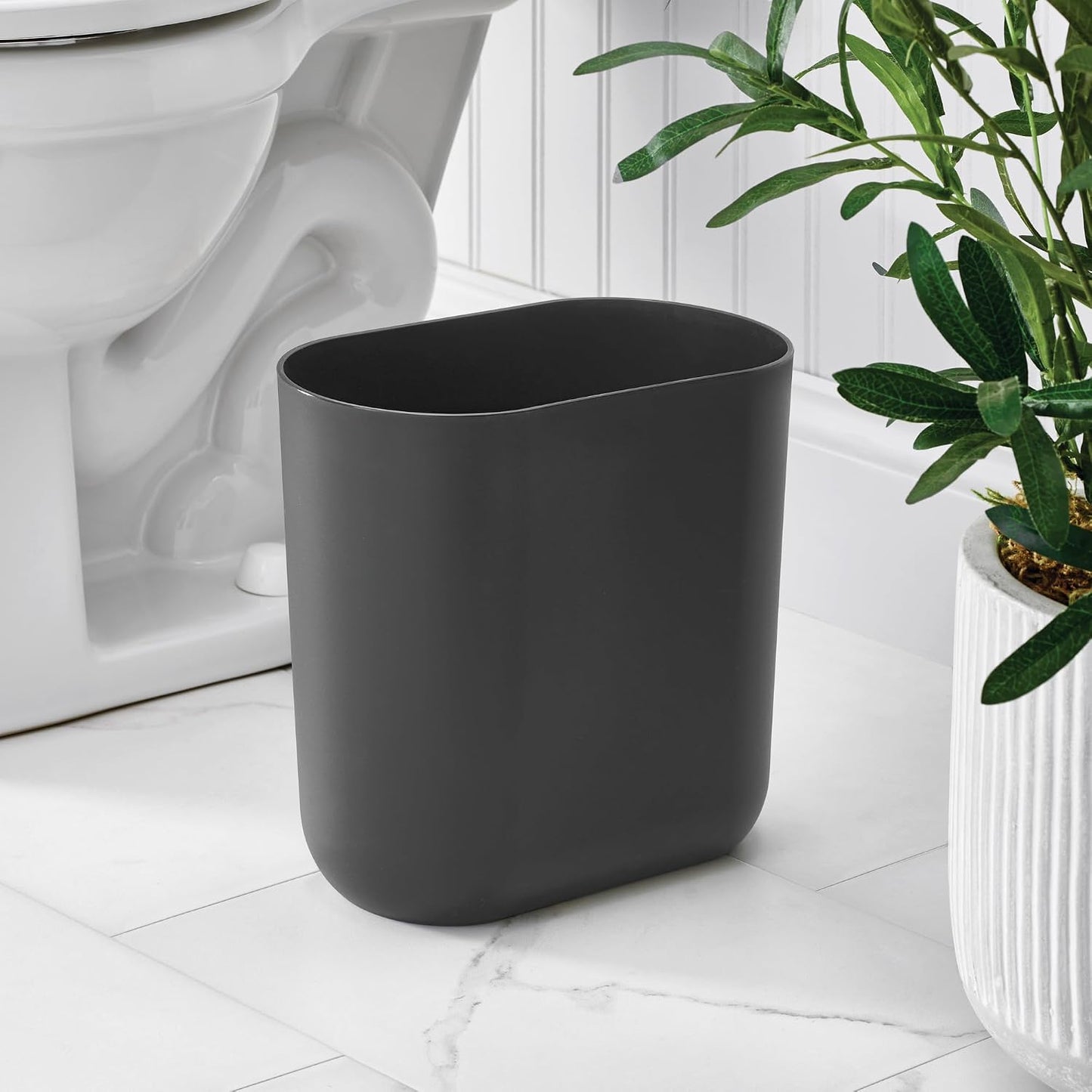 Cubo basura plástico delgado baño dormitorio oficina gris