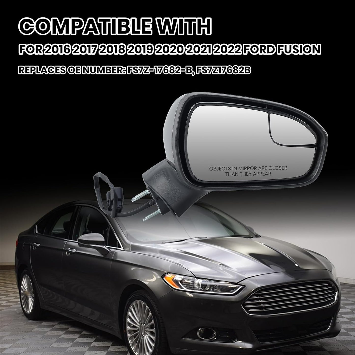 Espejo lateral Ford Fusion 16-22 plegable manual negro