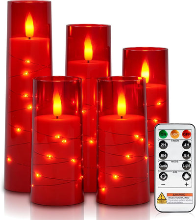 Velas LED acrílico temporizador guirnalda estrellas navideña