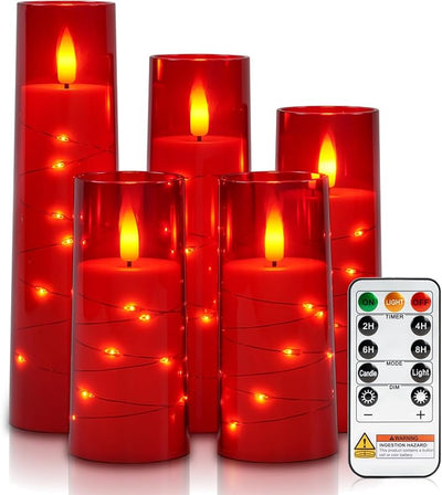 Velas LED acrílico temporizador guirnalda estrellas navideña