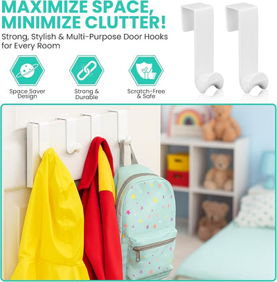 6 Ganchos Plástico Blanco para Puerta Organizador Sin Herramientas