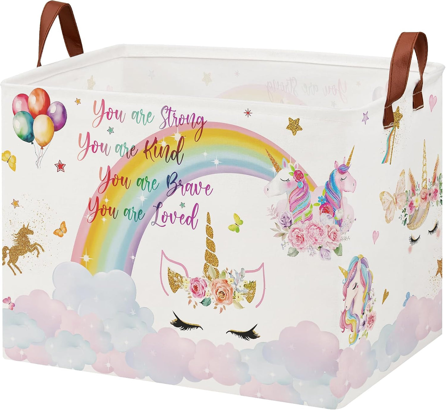 Bolsa regalo unicornio rosa cesta lavandería nube arcoíris