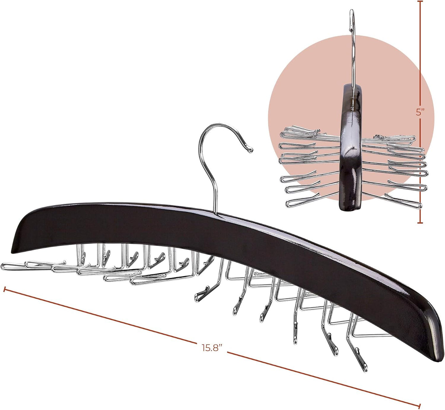 Organiz. colgante madera soporte corbata 24 pzas