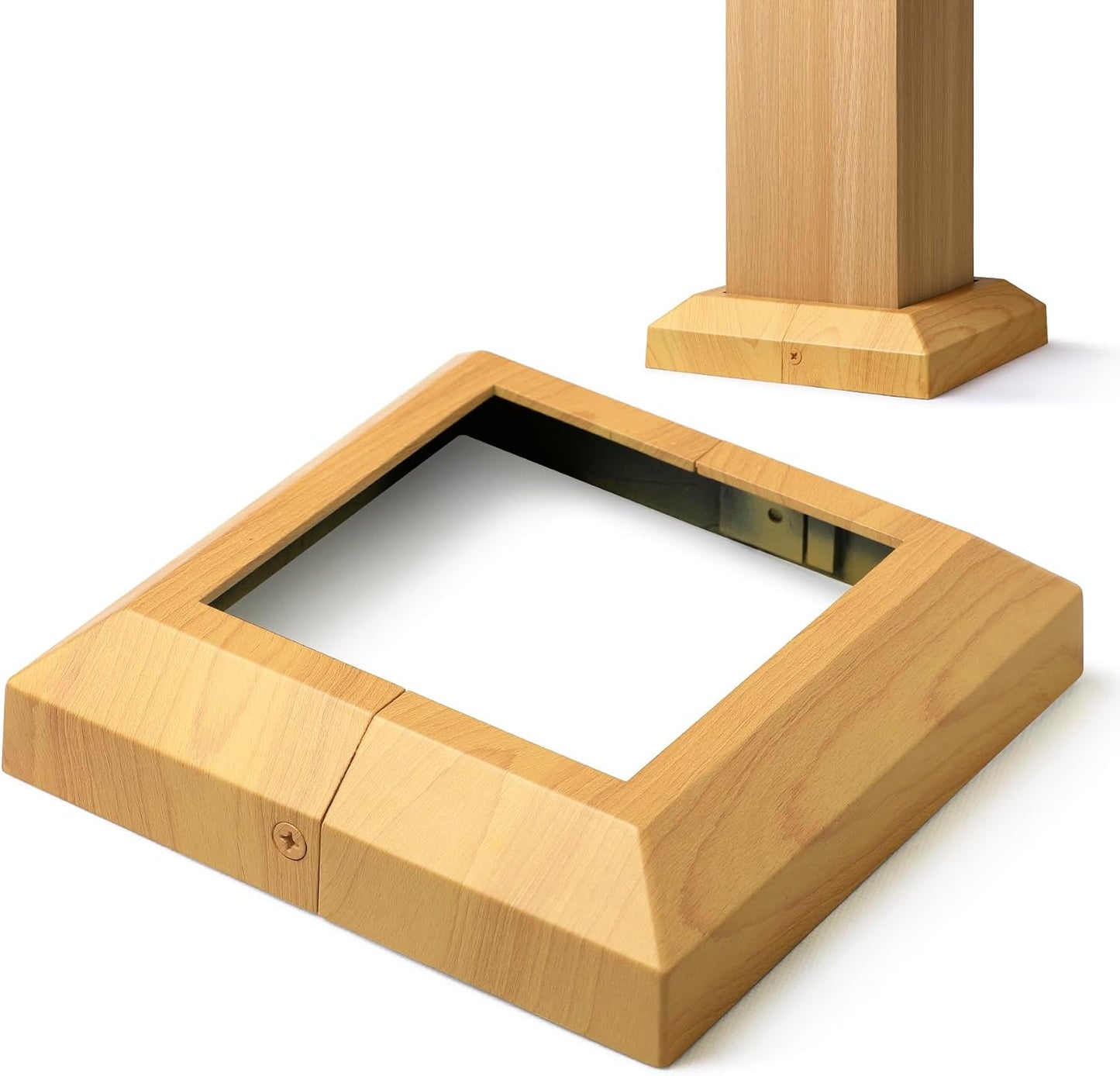 Set 2 bases poste aluminio veta pino 6x6pulg