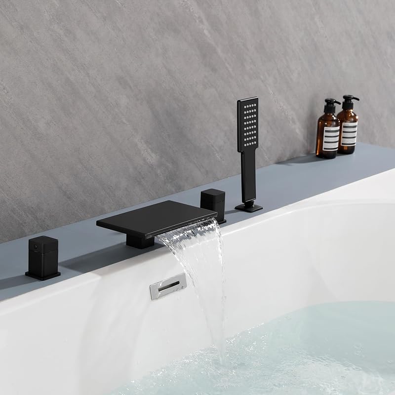 Grifos bañera cascada ducha mano 9pulg negro mate