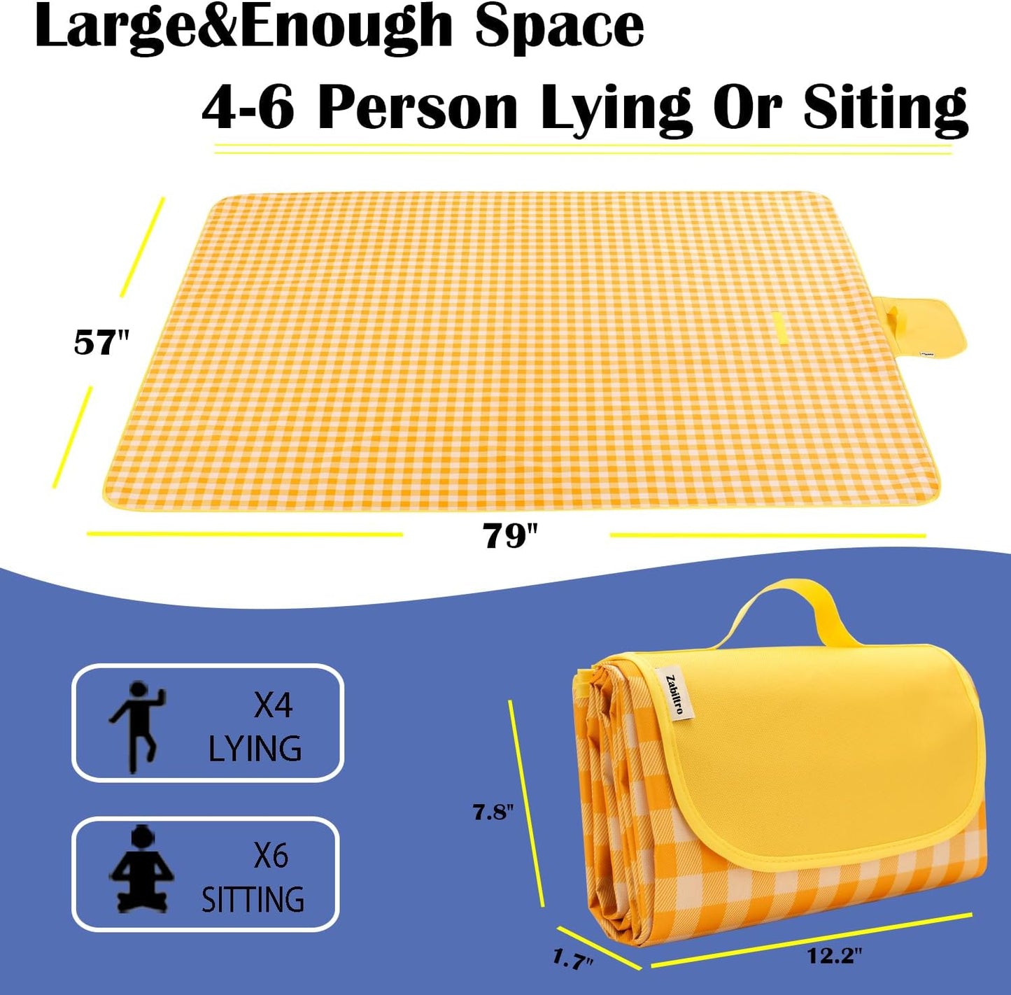 Manta picnic al aire libre 57x79pulg resistente impermeable