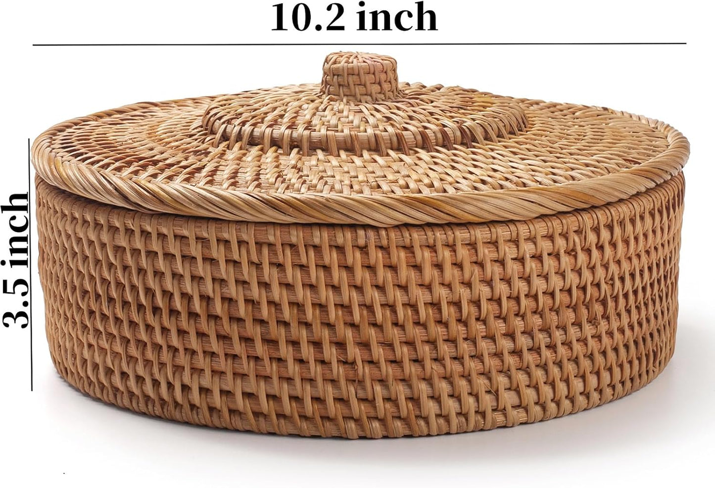 Cesta ratán con tapa para organizar en Shlef o mesa natural