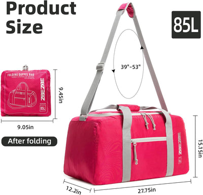 Bolsa viaje plegable repelente agua 85l fucsia