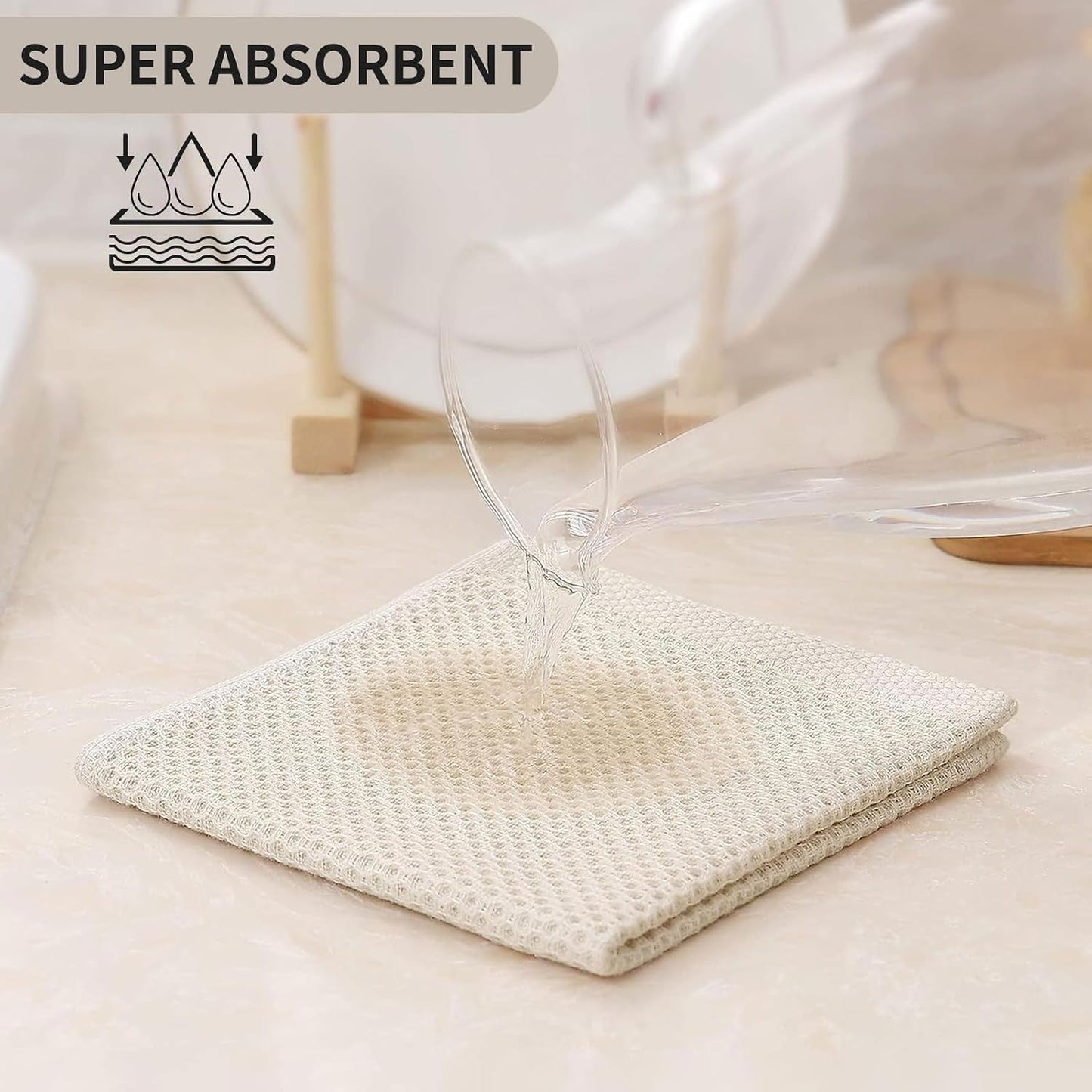 Toallas cocina algodón 12x12pulg cuadros absorbentes