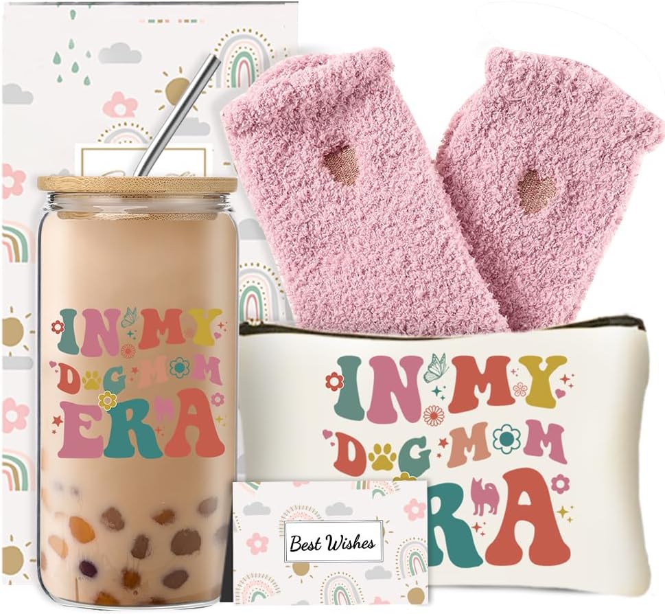 Set regalos para mamá de perro con taza vidrio cumpleaños Navidad