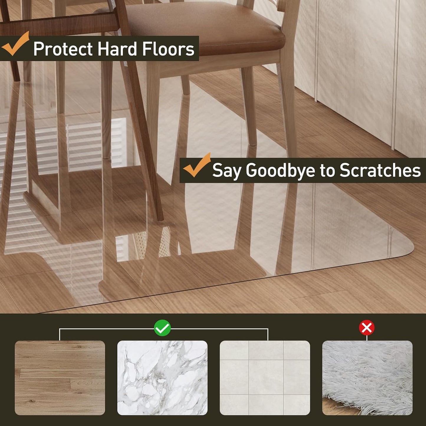 Alfombra vinilo cocina 3x5ft transparente antiderrap