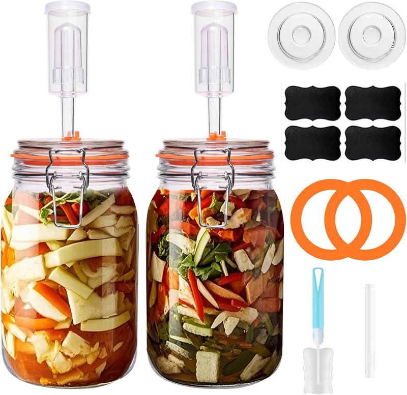 Kit fermentación 1.5L con pesos y esclusas aire para chucrut