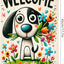 Bandera jardín caricatura perro colorida 12x18pulg doble