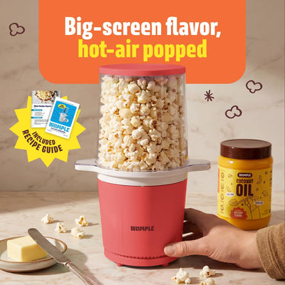 Máquina de palomitas Air Popcorn Maker con taza medidora, sin aceite, color rojo