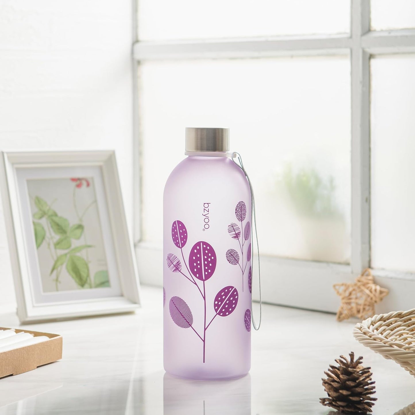 Botella agua transparente 1L con marcador tiempo diseño