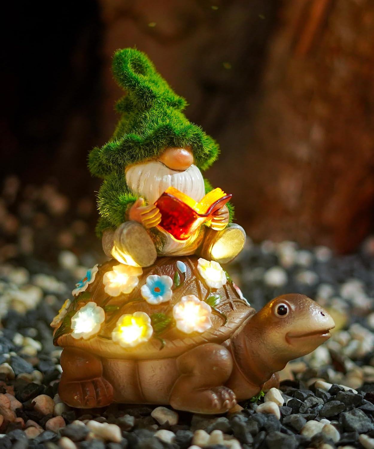 Tortuga gnomo solar decoración jardín patio regalo mamá