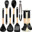 Set 7 Utensilios Silicona Antiadherentes con Soporte Negro