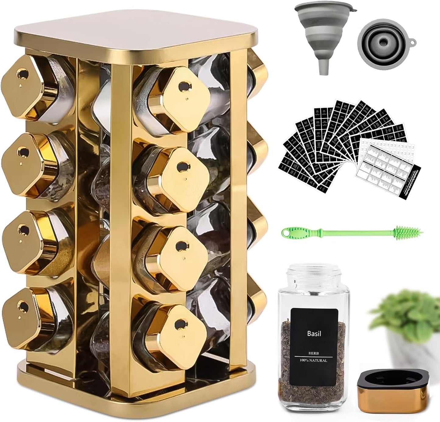 Estante especias acero inox 16 latas vidrio alimenticio